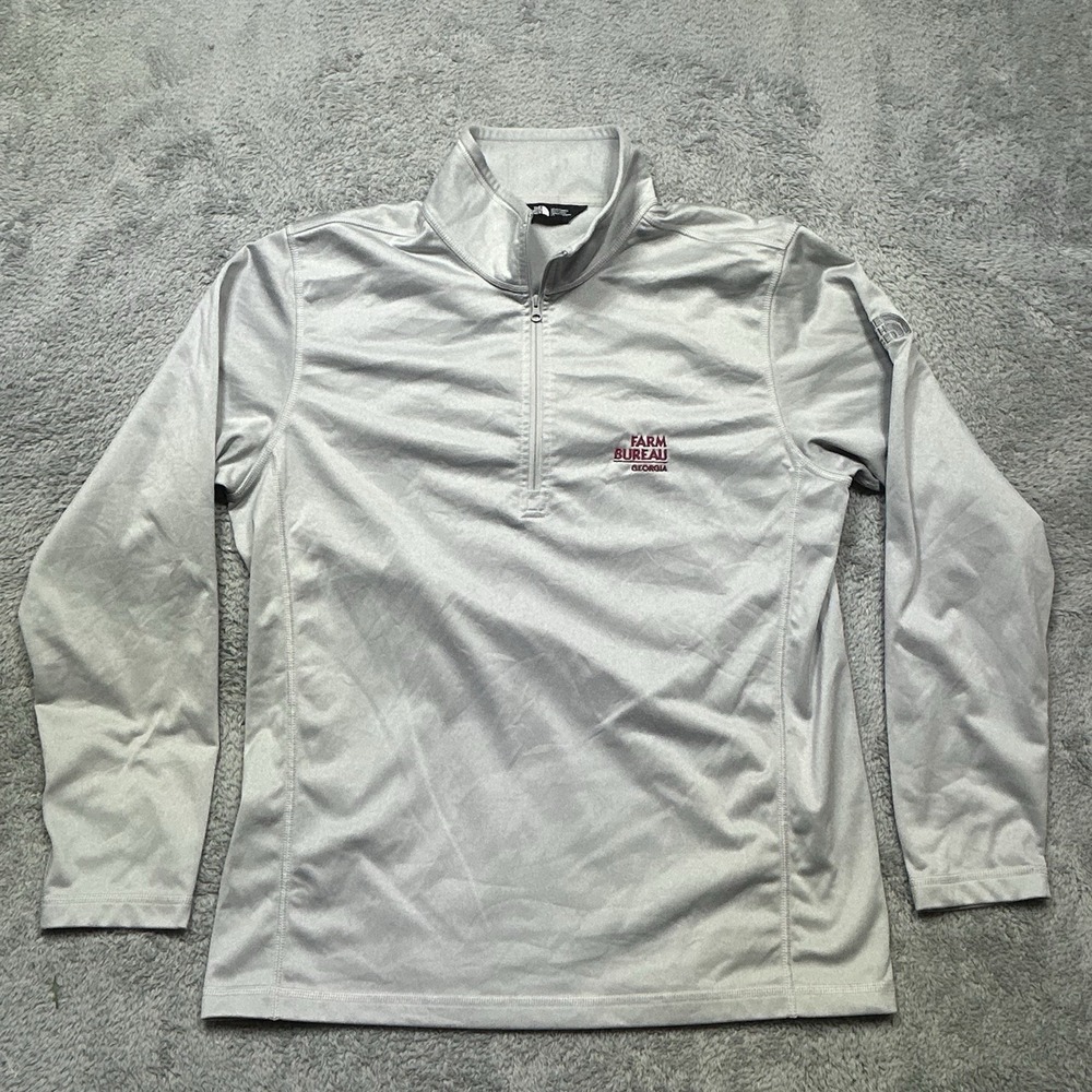 The North Face Pullover Mens L Light Grey Tech 1/4-Zip Fleece Outdoor CO LOGO